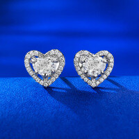 wholesale S925 Silver New Fashion European and American Style Personality Fat Heart Earrings 4*5 Cross-Border Hot Selling Heart Shape for Dropshipping-E487 White Diamond Heart-Shaped Earrings 925 Silver