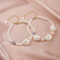 wholesale S925 Sterling Silver Irregular Imitation Pearl Beaded Bracelet Jewelry Wholesale-0-3