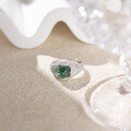 wholesale S925 Silver Lab-Grown Sugarloaf Emerald 8*8mm with Diamond Halo, Fashionable and Popular Ring-0-1