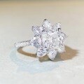 wholesale Metal Material Moissanite Ring Colored Moissanite 25 Carat D Color Diamond Ring Wholesale HW European and American Fashion Sunflower Elegant Ring-0-1