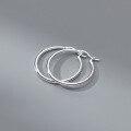 wholesale S925 Sterling Silver Plain Round Hoop Earrings with Push Backs for Women's Commute and Outfit Accessories M04996-0-4