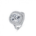 S925 Silver Moissanite Women's Ring, Extravagantly Set with a 4-Carat Rectangular Brilliant Cut-0-4
