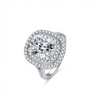 S925 Silver Moissanite Women's Ring, Extravagantly Set with a 4-Carat Rectangular Brilliant Cut.-Set with D-color moissanite (4 carats)  US No. 5