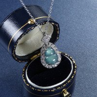 S925 Silver Wholesale Small Green Water Jade Gourd Pendant-Necklace + Pendant  925 Silver