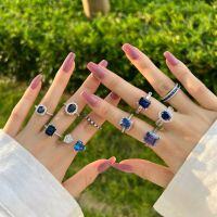 wholesale S925 Sterling Silver European Style French Women's Ring with 8A Deep Blue Zircon, High-End Design, Versatile Proposal Accessory-DY120158-SW-BA 9