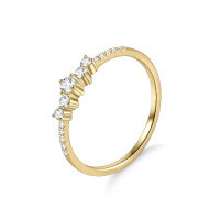 wholesale S925 Sterling Silver Fashionable Daily Commute Ring with Moissanite, Golden Dawn Series, Pavé Diamond Small Stacking Ring-Moissanite Ring  US size 6 (domestic size 13)