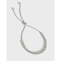 wholesale S925 Sterling Silver Adjustable Geometric Beaded Bracelet for Women, Korean Version, Ins Style, Niche-Platinum 925 silver