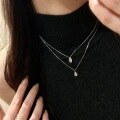 wholesale S925 Sterling Silver Classic Single Diamond Necklace Collection, Simple and Elegant High-Carbon Diamond Collarbone Chain, Layered Luxury Versatile Necklace-0-4