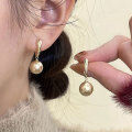 wholesale Metal material, Chao Xiaobai exquisite champagne color pearl earrings for women, elegant and versatile,, fashionable and unique ear studs-0-0