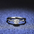 Silver Moissanite Ring Six Prong Sparkling Ins Style Pinky Tail Wholesale Live Stream Supply-0-3