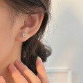 wholesale Metal: S999 Sterling Silver, Eight-Pointed Star Ear Studs Women, Ins Style Light Luxury Fashion High Street Wind Earrings Ear Accessories New-0-4
