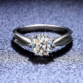 925 Sterling Silver Moissanite Ring, Six-Prong Classic Ribbon Proposal Ring for Women-0-0