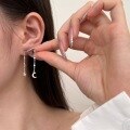 wholesale S925 Sterling Silver Light Luxury High-End Exquisite Star and Moon Chain Link Design Versatile Elegant Earrings for Women-0-1