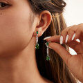 wholesale S925 Sterling Silver Cloud-Pull Jewelry Luxury Artificial Emerald Teardrop Drop Earrings for Women Wholesale-0-2