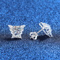 S925 Sterling Silver Moissanite Butterfly Mini Pearl Earrings Wholesale-0-0