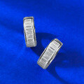 wholesale S925 silver jewelry, cross-border trapezoidal rectangular cold-toned unisex baguette hoop earrings for AliExpress-0-1