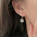 wholesale Metal material: S999 Sterling Silver Snowflake ear hooks for women,, minimalist and fashionable, high-end earrings, Korean style-0-1