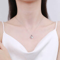Sterling Silver Moissanite Women's Necklace, Heart Pendant Collarbone Chain, Minimalist Cross-Border Design-0-2