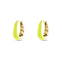 wholesale S925 Sterling Silver U-shaped Croissant Twist Earrings, Drop Oil Design, Fashionable And Trendy-Gold-Fluorescent Green