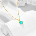 wholesale S925 Sterling Silver Inlaid with Artificial Square Turquoise and White Crystal Fresh Pendant Necklace for Women, Summer New Collection-0-3