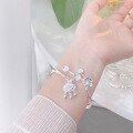 wholesale S9999 Pure Silver Plum Blossom Ruyi Bell Chinese Style Bracelet, Sweet and Lively Open Bangle for Girlfriend, Exquisitely Fairy-like-0-2