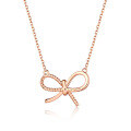 wholesale 18K Gold Bow Set with Lab-Grown Diamonds Sweet Gold Necklace Lucky Series Rose Gold K Gold Necklace for Women-0-3