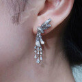 wholesale S925 silver new jewelry full diamond bow tassel long drop earrings for women, luxurious and high-end fashion-0-3