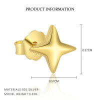 wholesale S925 Sterling Silver。-E5273-Gold/Pair 925 Silver