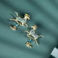 wholesale S925 metal original bfirst earrings with high-end sense, luxury unique Galloping Horse Treading on a Flying Swallow earrings wholesale-0-1