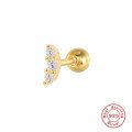 wholesale S925 Sterling Silver Ins-style Three Mini Diamond Threaded Piercing Ear Studs, PopularBone Earrings-0-5