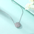 wholesale S925 Sterling Silver Full Round Cubic Zirconia Pendant Necklace for Women, Versatile European and American Style Jewelry, Unique Design Collarbone Chain-0-3