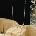 wholesale 999 Sterling Silver Bamboo Joint Bell Curved Tube Necklace for Women, Small and Unique Design, National Trend Style, Light Luxury, Minimalist and High-end Jewelry-0-1