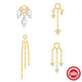 wholesale S925 Sterling Silver, Rhinestone Star and Moon Tassel Chain Earrings, Versatile European and American Best-Seller-0-0
