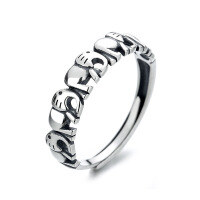 wholesale S925 Sterling Silver Retro Creative Mascot Elephant Thai Silver Ring Ethnic Style Versatile Trendy Index Finger Ring for Women-266J/B model: approximately 1.8g > opening adjustable
