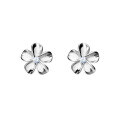wholesale 925 Sterling Silver Diamond-Inlaid Plum Blossom and Bauhinia Flower Earrings, Alice Wire Drawing Matte Frosted Floral Elegant Earrings for Women E1000-0-4