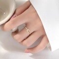 wholesale S925 Silver Trendy Small White Geometric Inlaid Zircon Ring for Women, Ins Style Versatile Simple Elegant Adjustable Opening-0-5