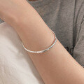 wholesale S925 Sterling Silver Wrapped Wire Open Bangle for Women, Korean Summer Ins Trendy Versatile New Heavy Work-0-2