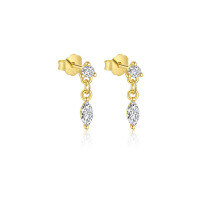 wholesale S925 Sterling Silver Tassel Zircon Earrings for Women, European and American Fashion, Light Luxury French Design Cross-border Wholesale-E4824-Gold/Pair 925 Silver