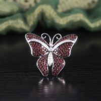 wholesale S925 Sterling Silver Exaggerated Gemstone Ring Set with Natural Garnet and Luxuriously Adorned Butterfly Design for Women, Cross-Border European and American Style-Natural garnet ring  US size 7 (domestic size 15)