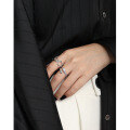 wholesale S925 sterling silver X-shaped textured minimalist versatile open ring, Korean version, Instagram-inspired niche design-0-2