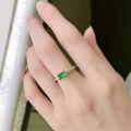wholesale 18K Gold New 4*6 Emerald Solitaire Simple and Versatile Elegant Engagement Ring for Women-0-3