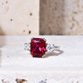 wholesale S925 Sterling Silver with Lab-Grown Ruby Ring, Cross-Border Hot Selling Spinel Ring, Light Luxury for Men and Women-0-3
