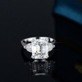 S925 Silver 4ct Emerald-Cut Moissanite Ring Women's Luxury Rectangular Prong Setting-0-3