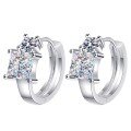 wholesale S925 Sterling Silver Princess Cut Moissanite Women's Ear Clips Colorful Silver Jewelry Earrings-0-4