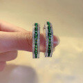 wholesale S925 Sterling Silver Inlaid Emerald Hoop Earrings for Women, New Arrival, Elegant and Versatile, Best-Selling-0-3