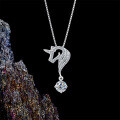 925 Silver Unicorn Moissanite Necklace Women's Korean Light Luxury Fashion Ins Trendy Cross-border Choker-0-0