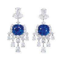 wholesale 925 Silver Gold-Plated Earrings with High-Carbon Diamonds, Chatham Royal Blue Synthetic Sapphire, High-End Jewelry, Versatile Women's Earrings-Royal Blue>925 Silver