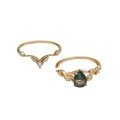 wholesale S925 Silver Plated 14K Gold with Moss Agate/Alexandrite Ring Set, Summer New Collection by Dunli Jewelry-0-4