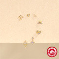 wholesale S925 Sterling Silver Marquise Geometric Ear Cartilage Stud with Diamond, Threaded Flat Top, and Fringe Tassel-0-3