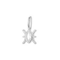 wholesale S925 Sterling Silver French Zodiac Necklace With Colorful Zircon Pendant-A3809-Pisces/White Gold_Pendant 925 Silver